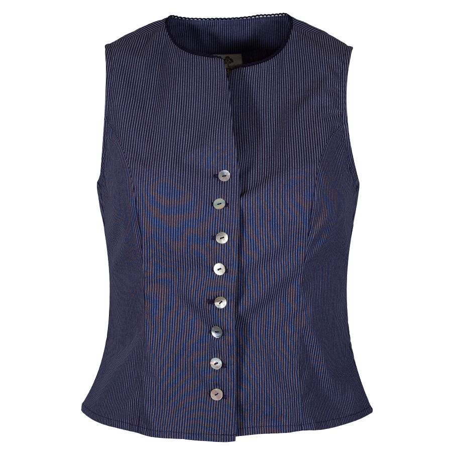 Berwin & Wolff Spenzerbluse, marine, fein gestreift #1