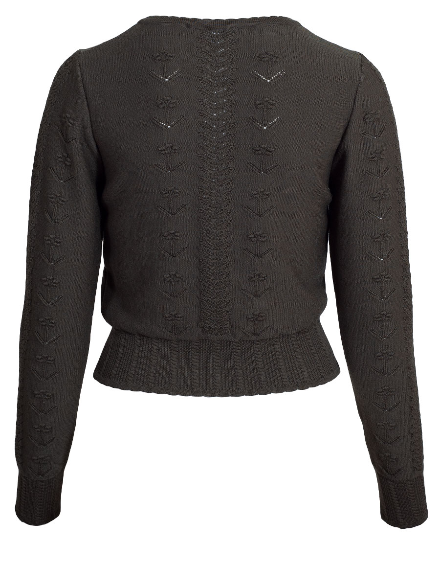 Lena Hoschek Strickjacke Rosi, moosgrün, kurz, Blumenstickereien, hochwertig #4