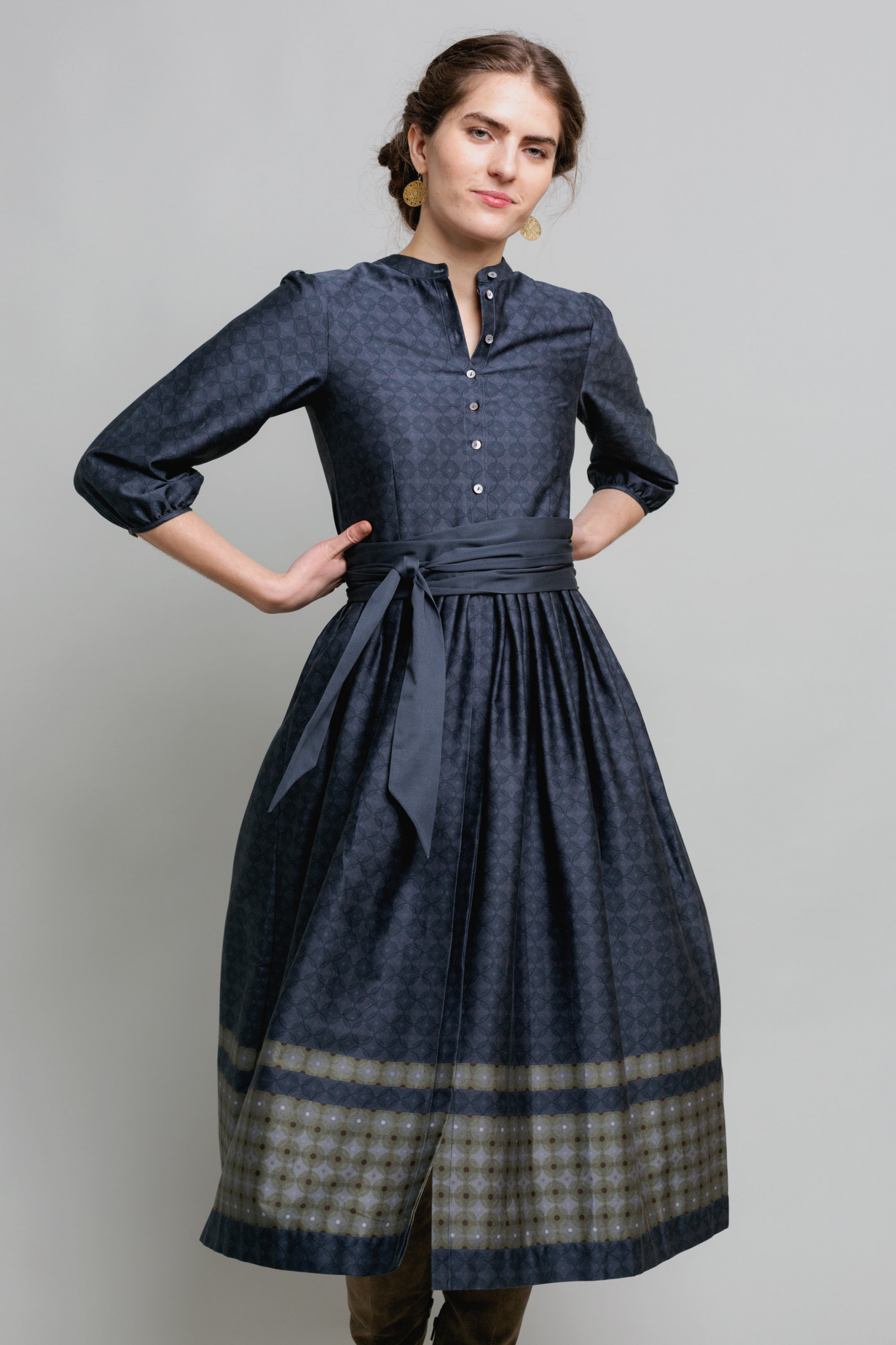 Die Rockmacherin Kleid Elena, anthrazit, gemustert, Langarm #2