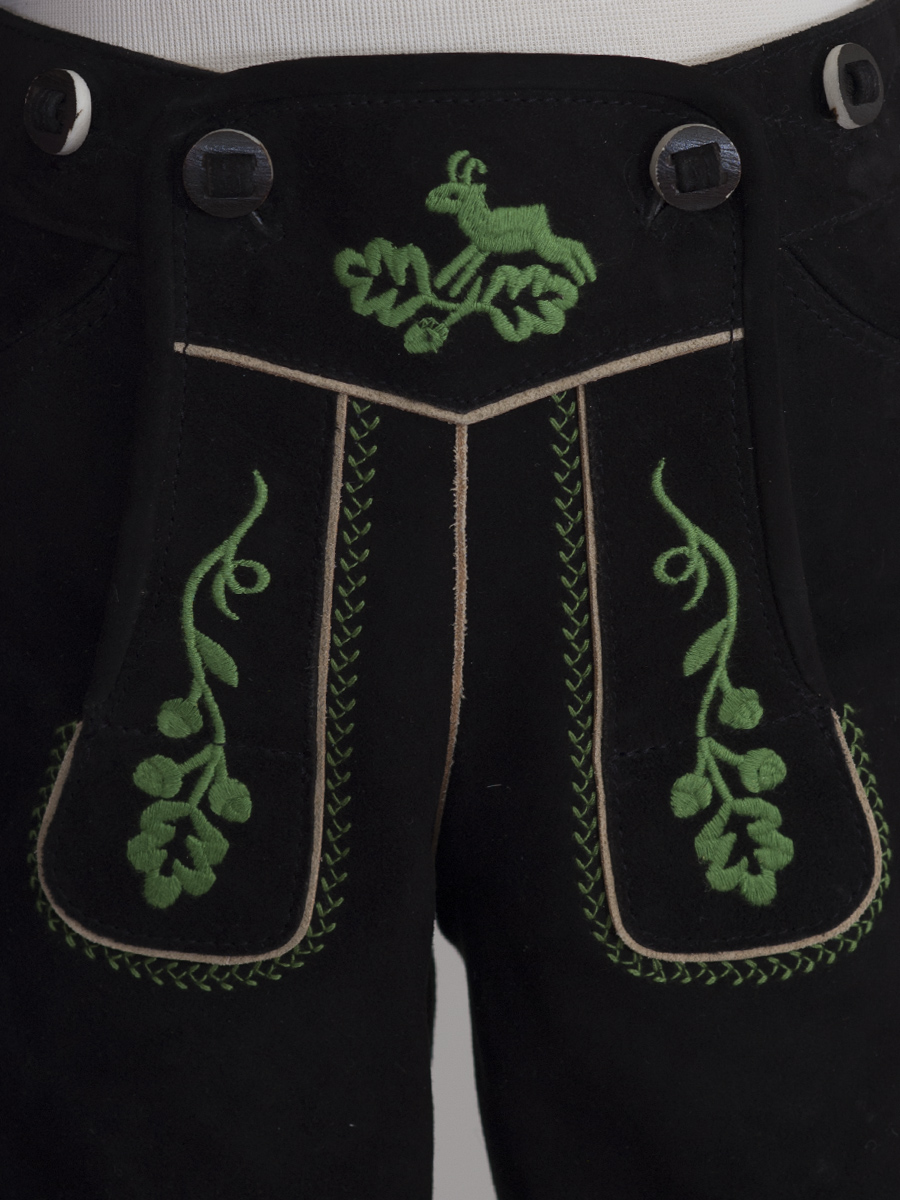 Kurze Lederhose Originaltracht Feldwies Wildbock schwarz #5