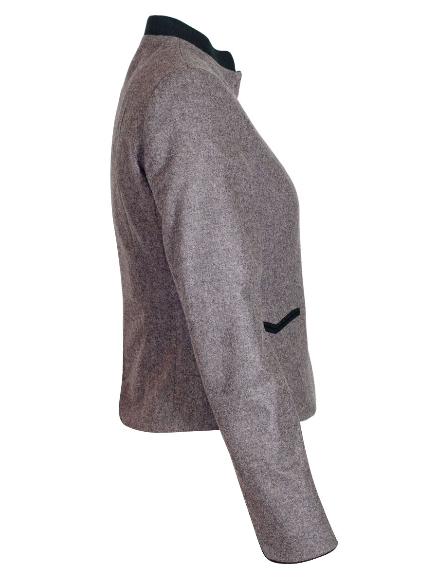 Bauer Lodenjanker grau, grünes Paspol #3