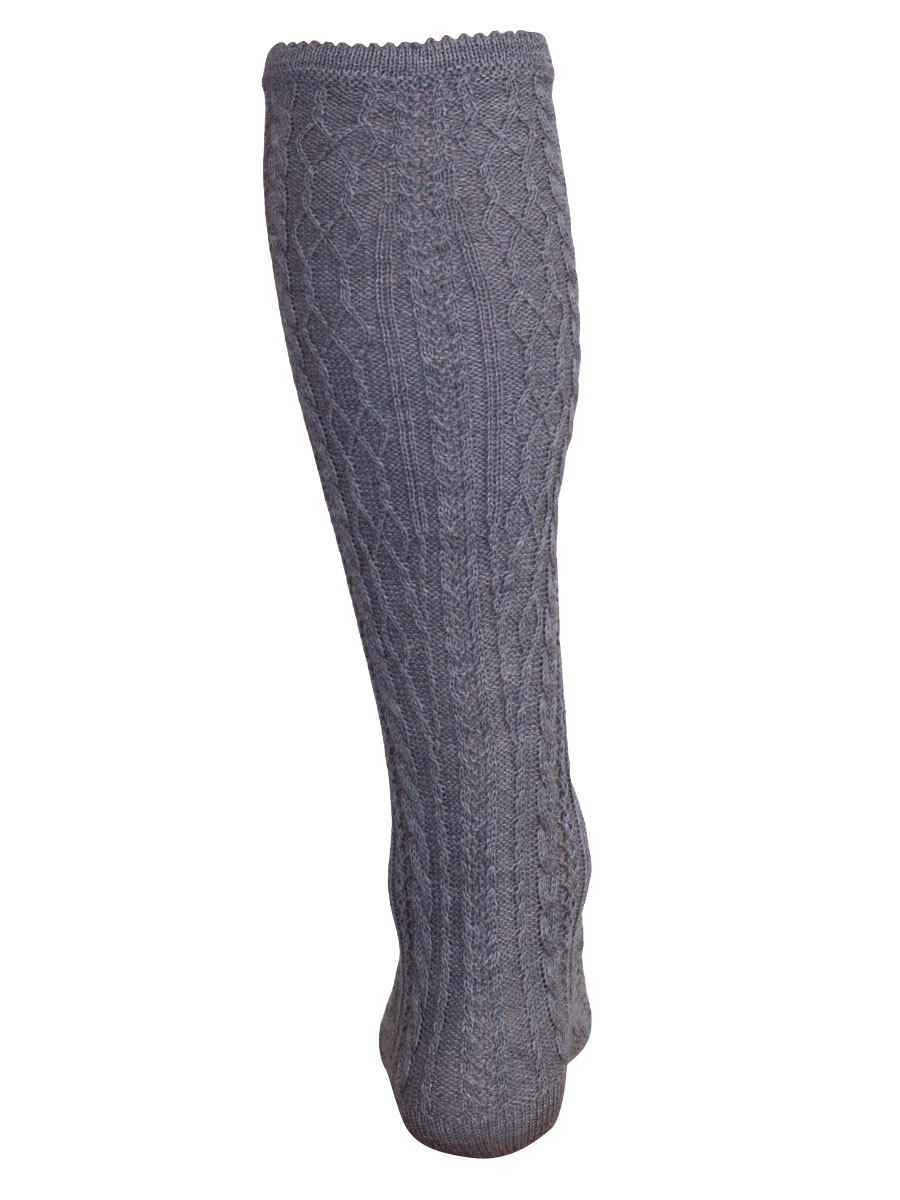 Hammerschmid Kniestrumpf grau, Zopfmuster, Handstrick #2