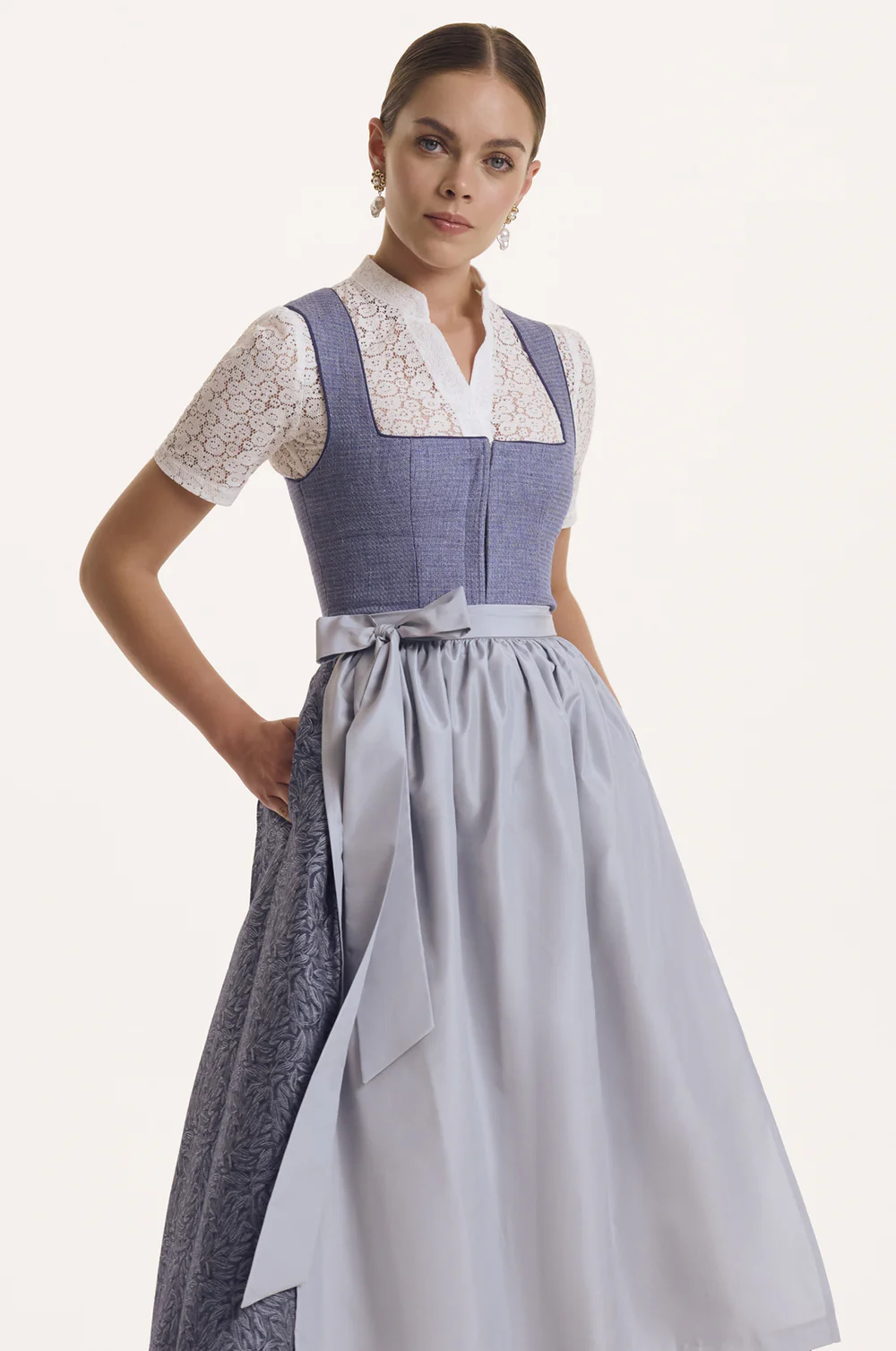 KINGA MATHE Dirndl Thea, blau, Leinenmieder, 80lg #2
