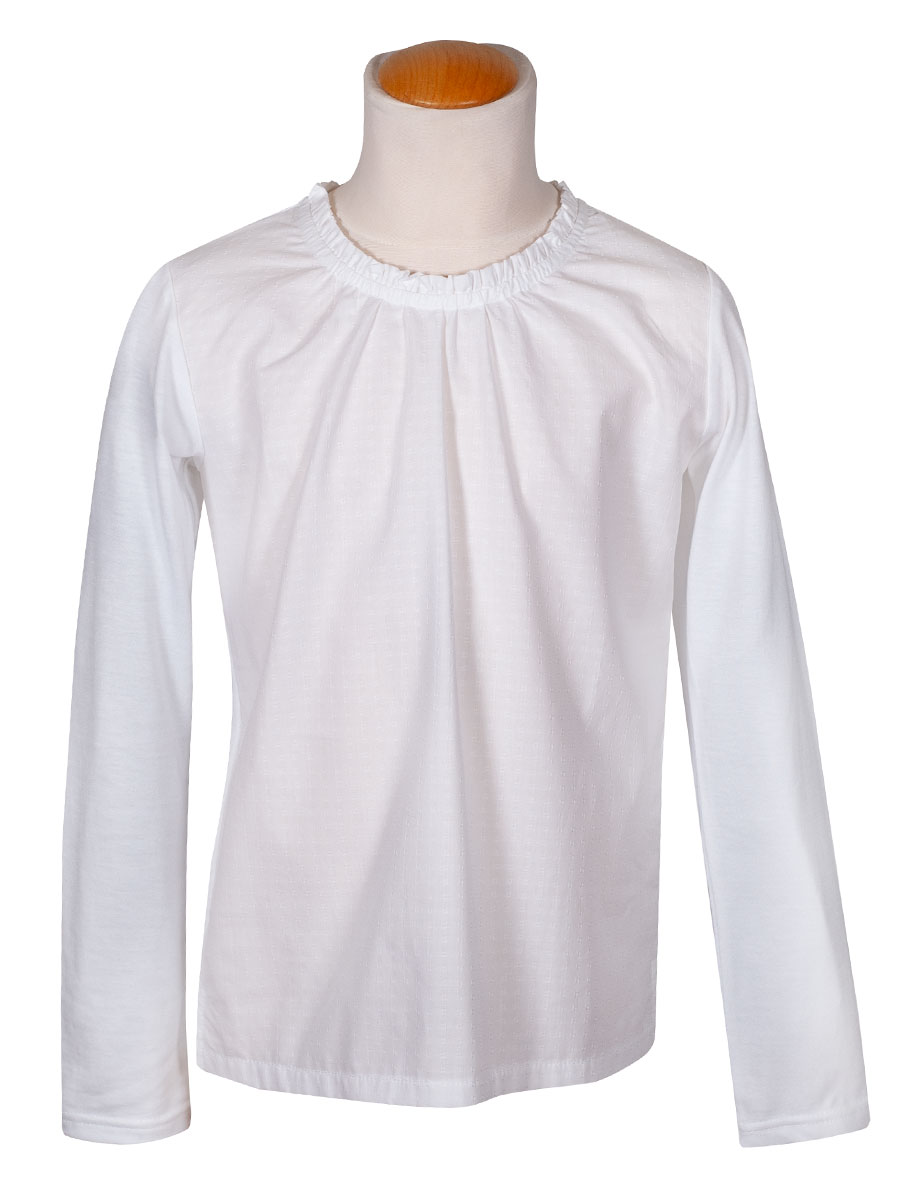 Hammerschmid Yvonne Langarmshirt, Mädchen, weiß, Rüschenkragen #1