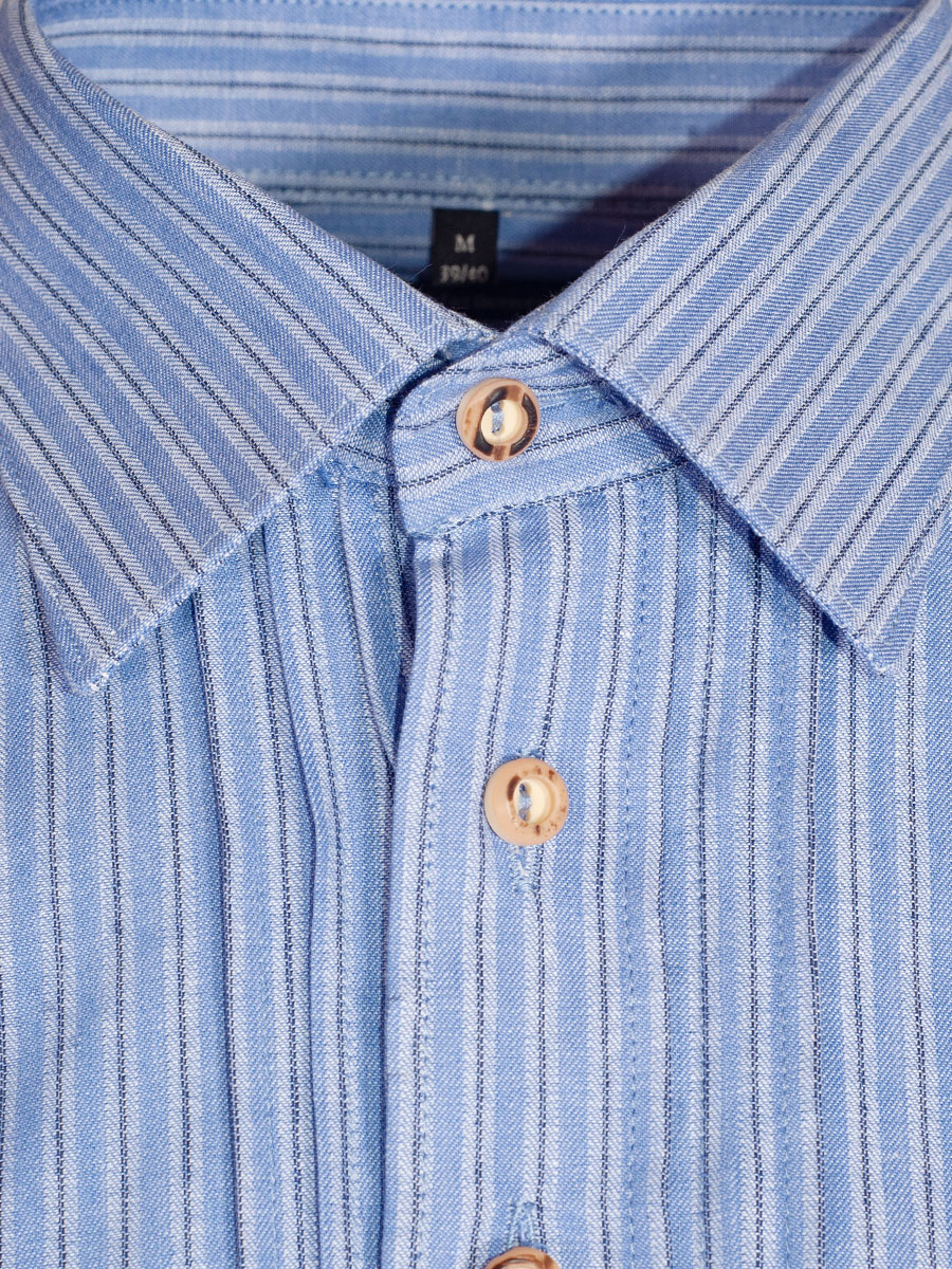 Orbis Herrenhemd, Pfoad, mittelblau, gestreift, Liegekragen #3