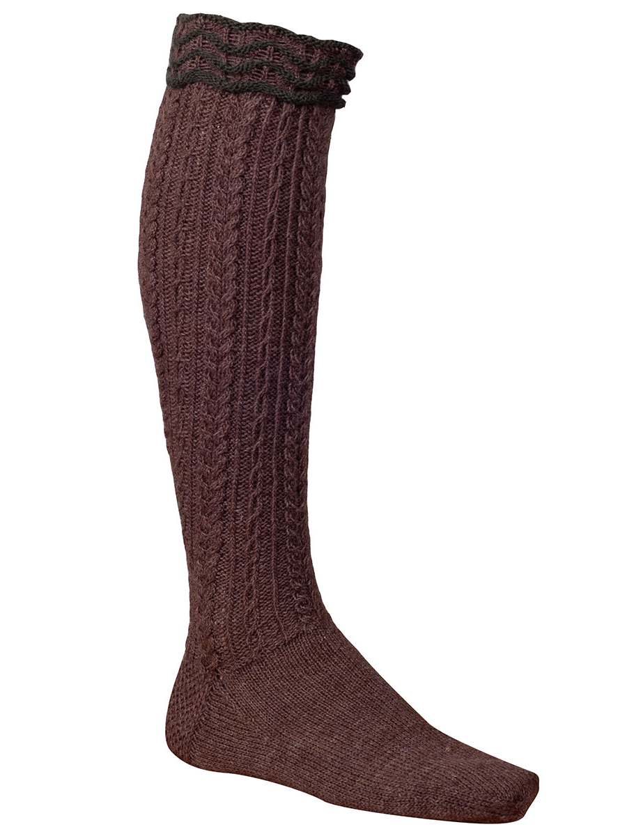 hausg'macht Umschlagstrumpf Werdenfels, hellbraun-lodengrün, handgefertigt #1