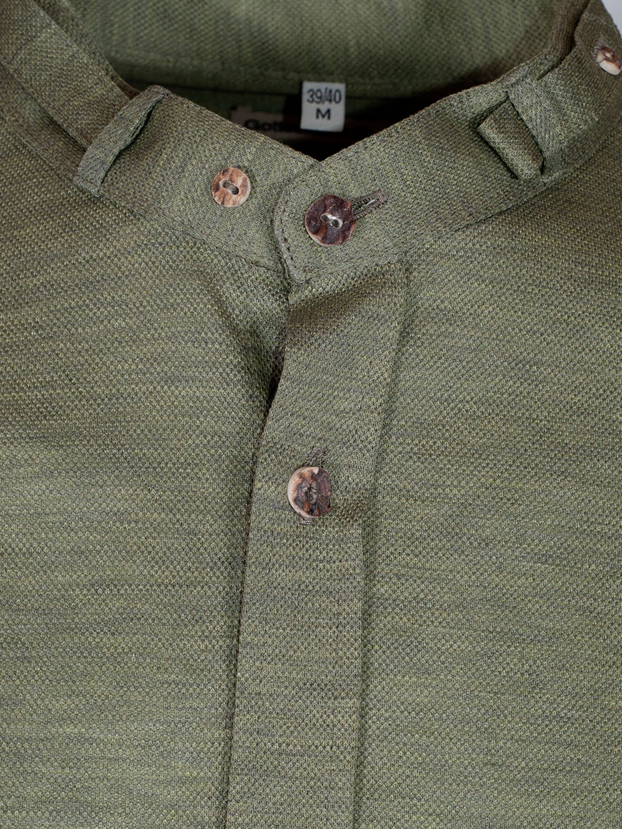 Gottseidank Herrenhemd Lenz, khaki, Stehkragen, durchgeknöpft #2