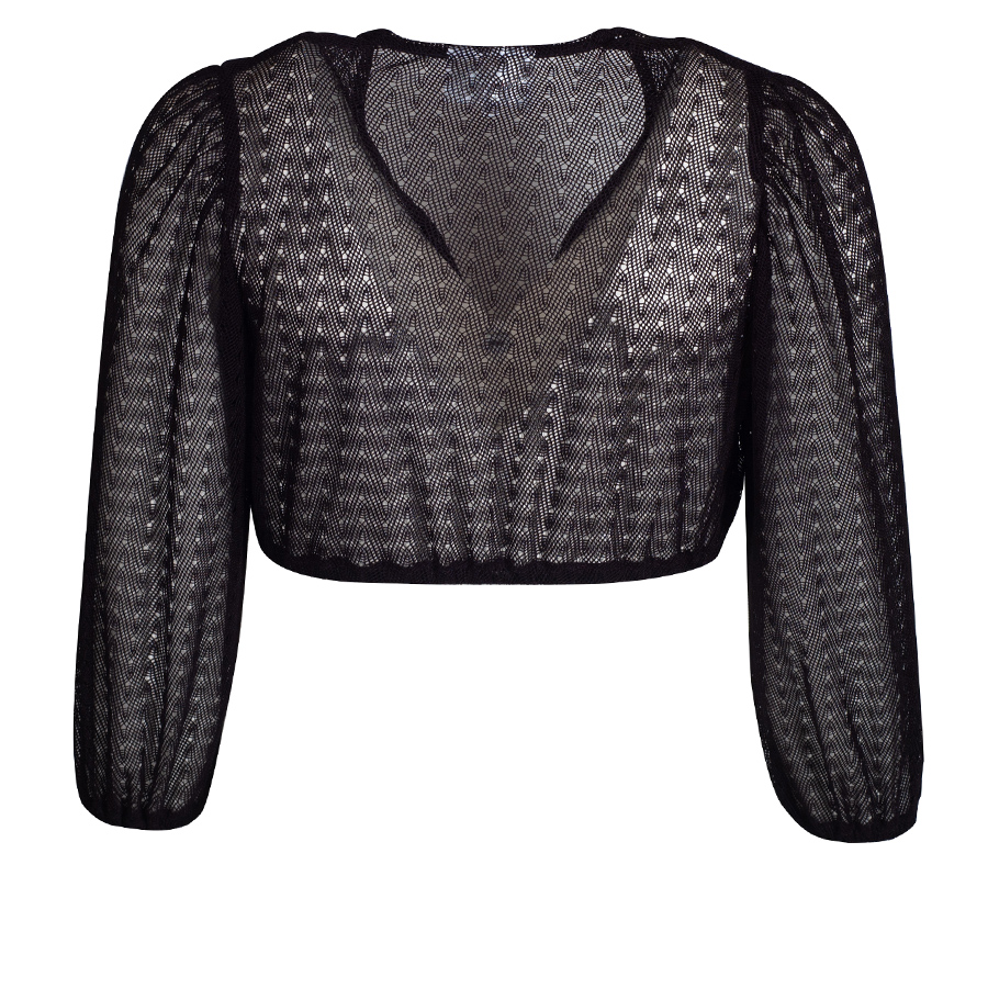 Wenger Dirndlbluse Antonia schwarz, V-Ausschnitt, feine Spitze, 3/4-Arm #2