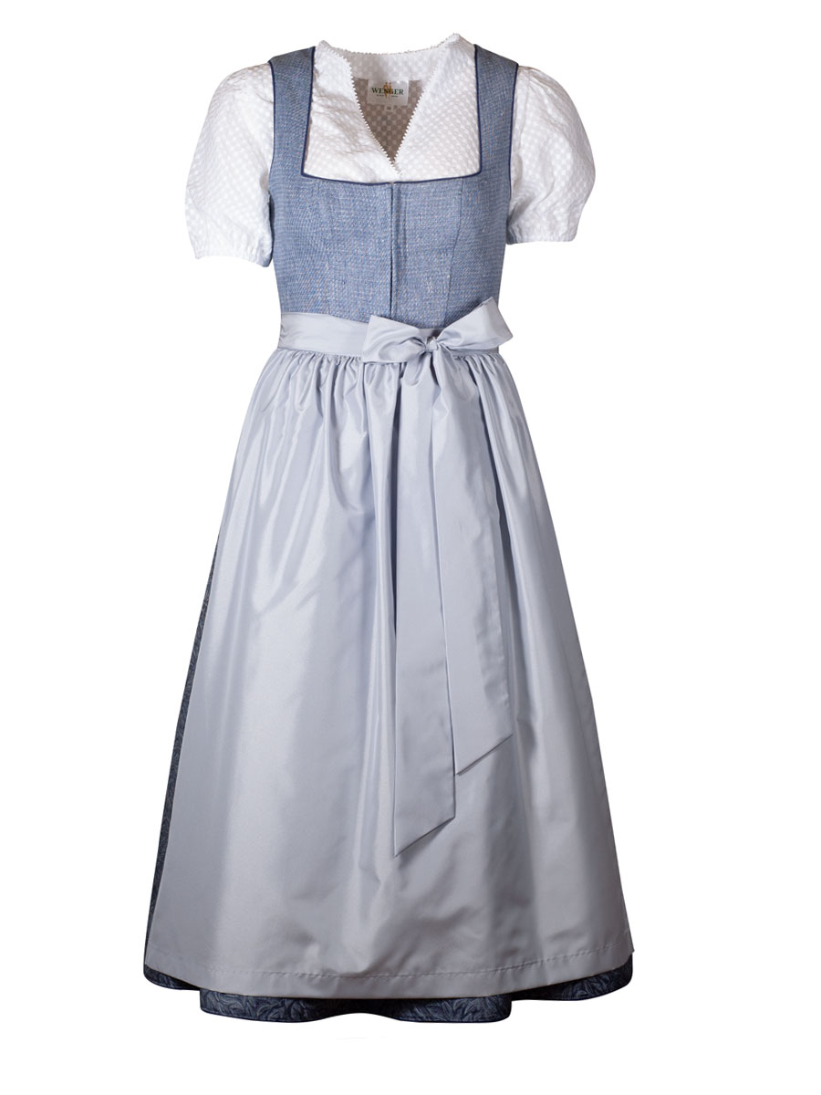KINGA MATHE Dirndl Thea, blau, Leinenmieder, 80lg #1