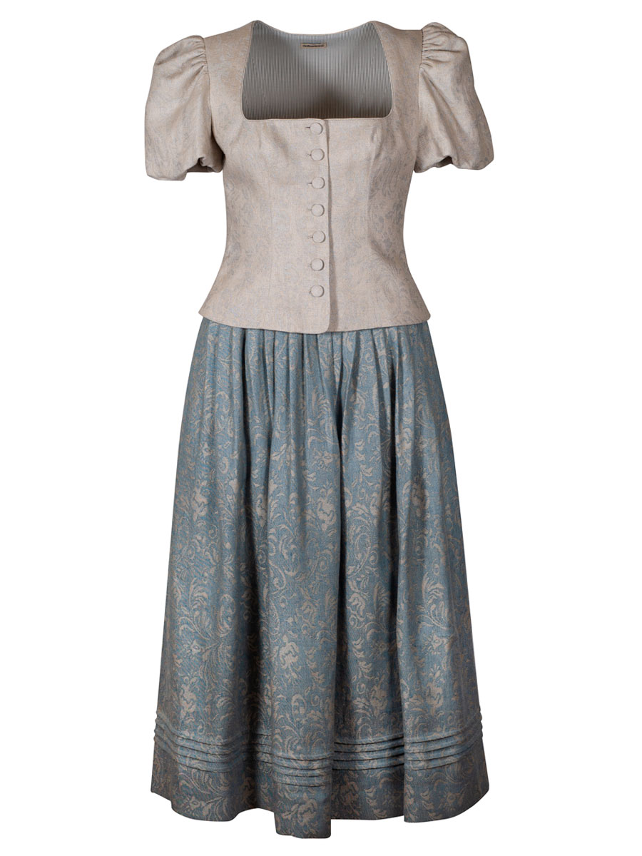 Gottseidank Leinenrock Apollonia, nebelblau-beige, Jacquard-Muster #2
