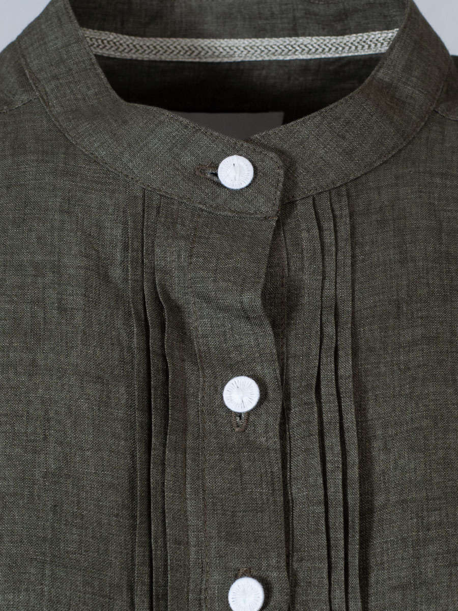 Moser Kleo Leinenkleid, olivgrün, Kurzarm, hochgeschlossen #4