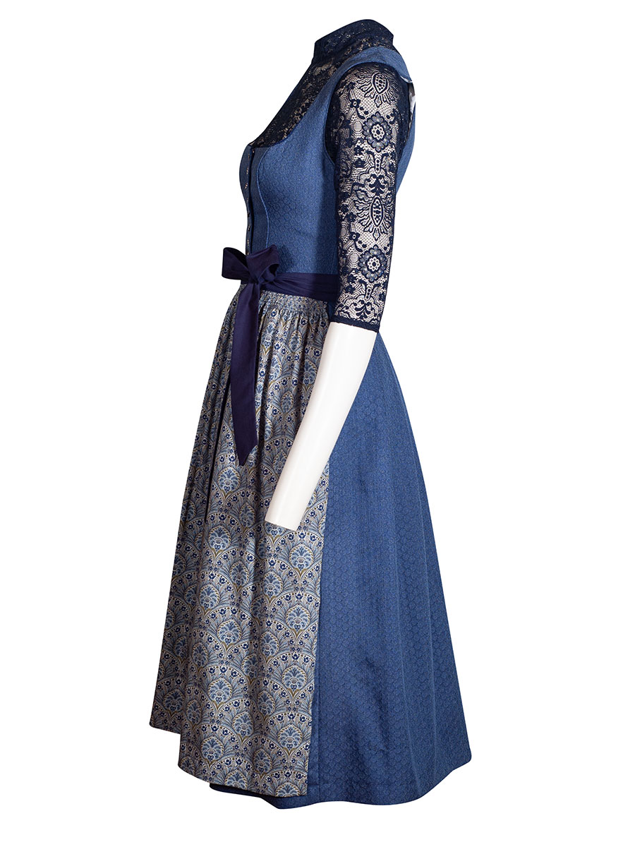 Wenger Kati Dirndl, blau, Schürze mit Allover-Print, 80cm #2