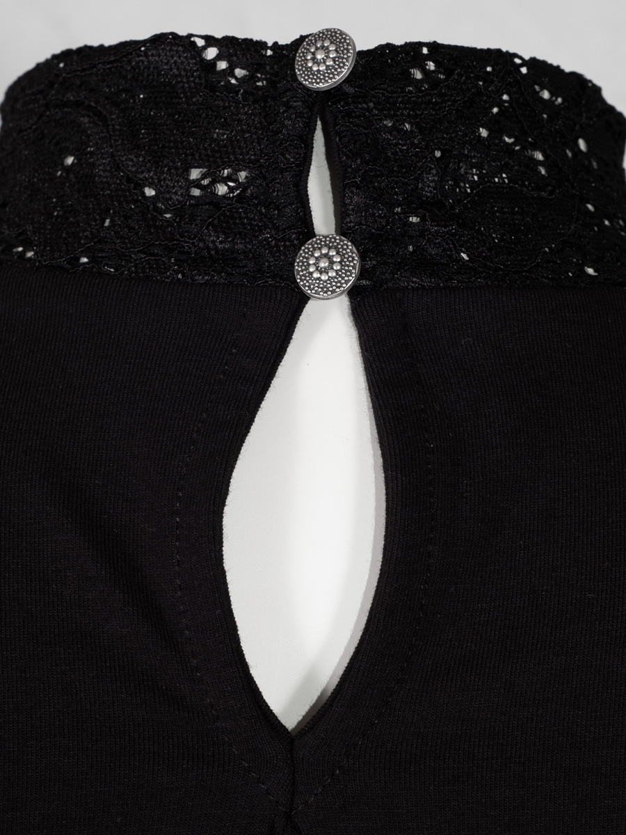 Anna Langarmshirt, schwarz, Spitzenarme #5