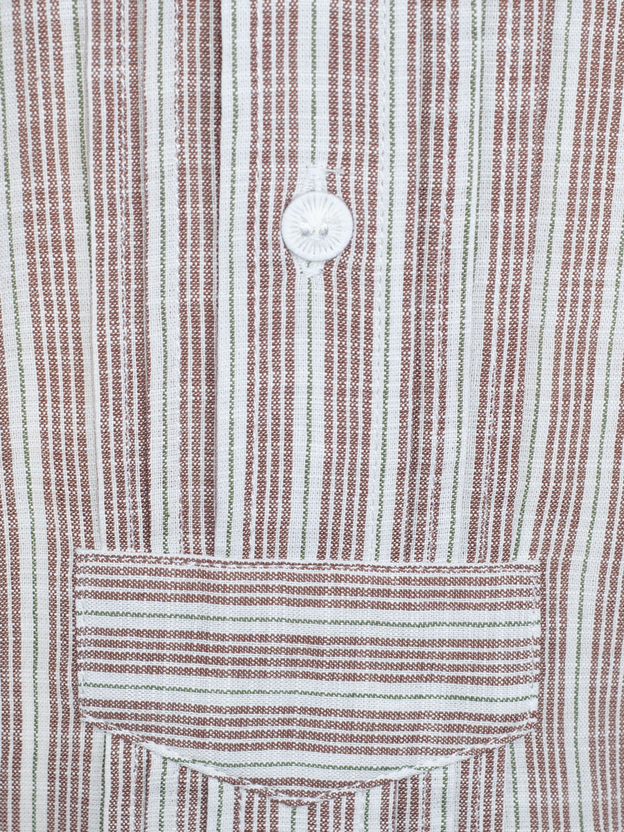 Orbis Trachtenhemd mittelbeige, gestreift, Stehkragen, Pfoad #2