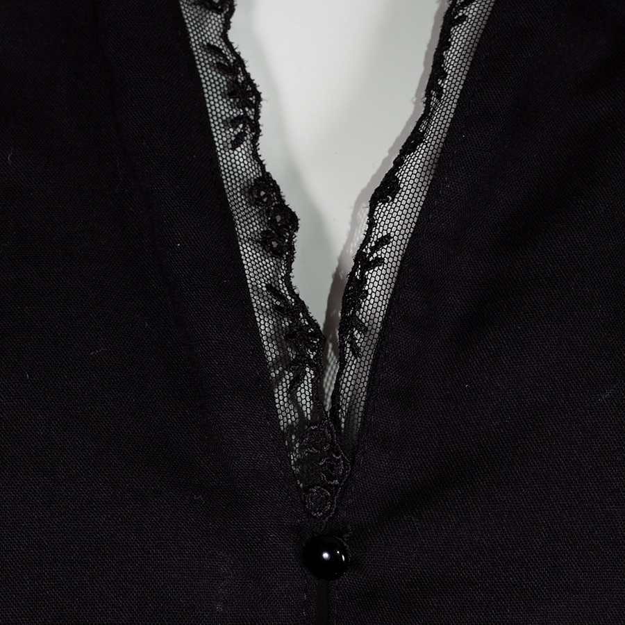 Waldorff Dirndlbluse schwarz, festlich, Kurzarm, Spitzenkragen #3