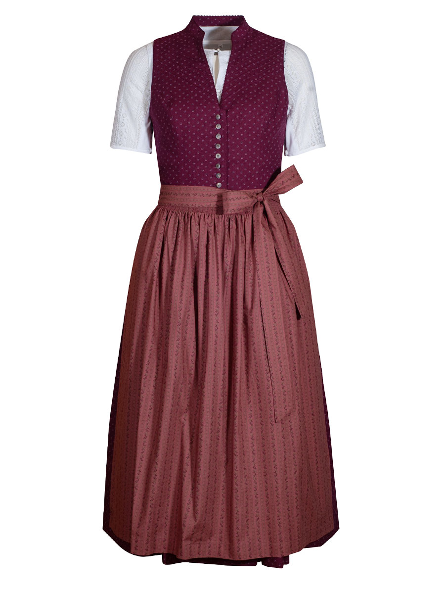 Wenger Baumwolldirndl Odine, weinrot, hochgeschlossen, 80cm #1