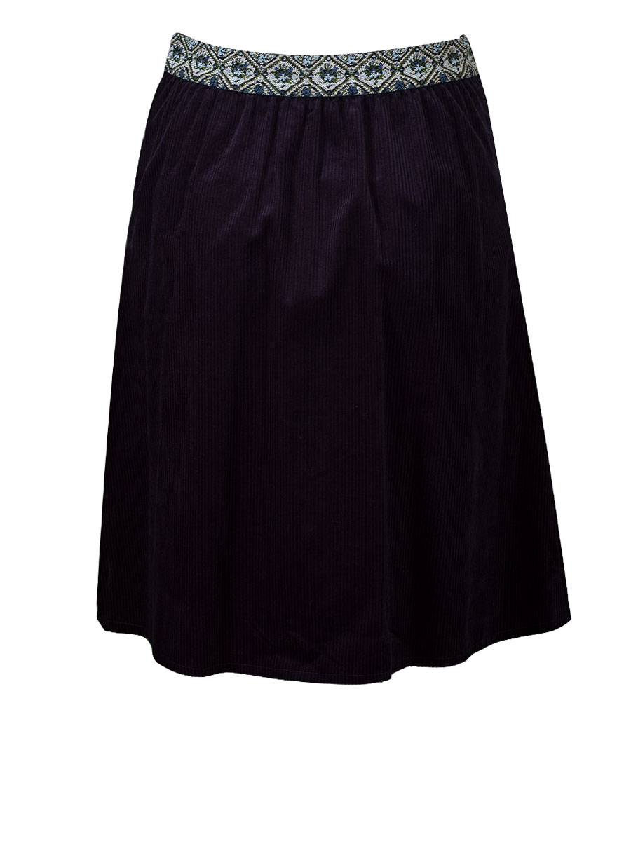 Feli und Hans Damenrock Raja, Cordoptik, marineblau, große Zierknöpfe #3
