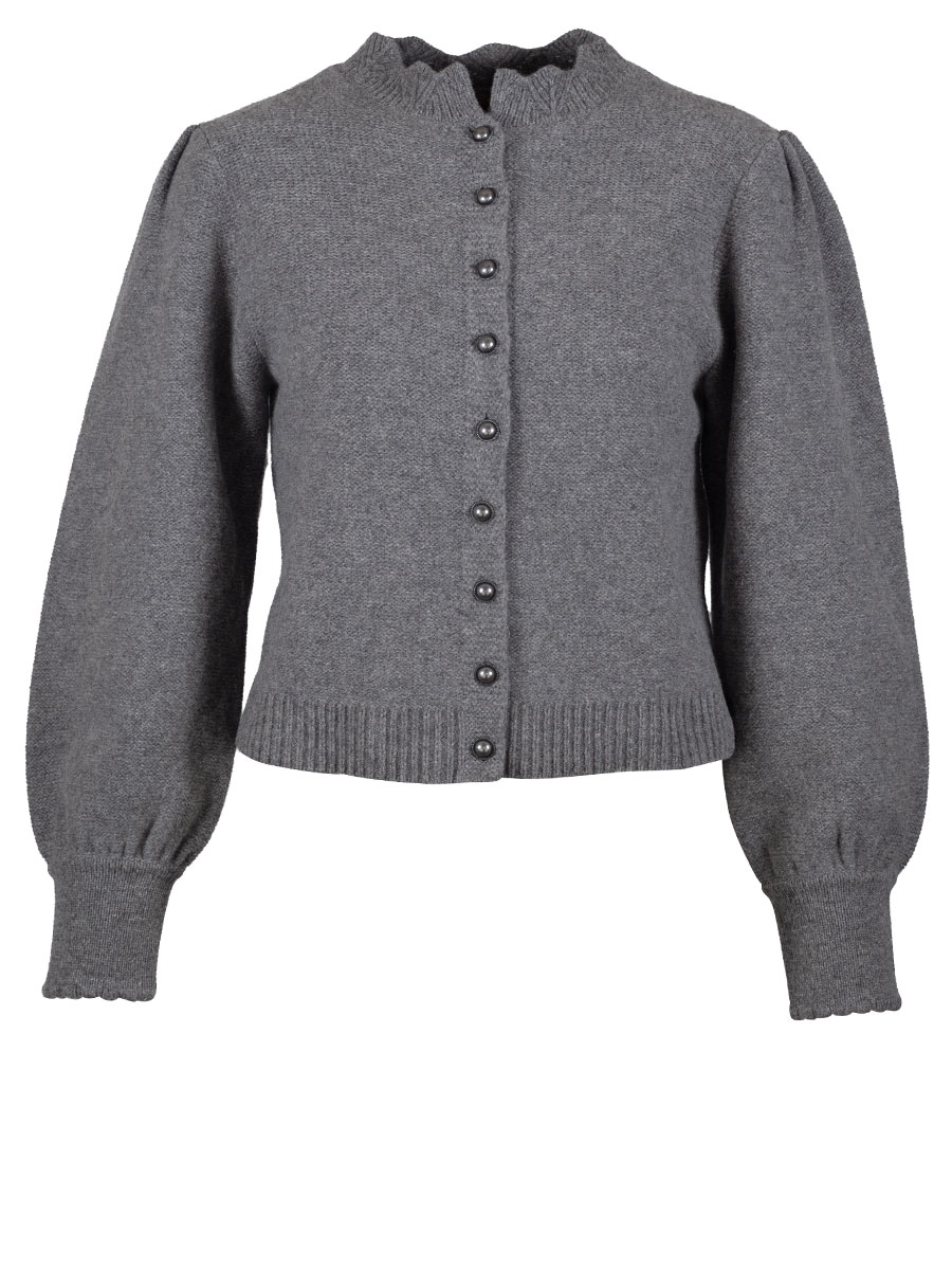 fei scho schee Strickjacke, midgrey, weite Puffarme #1