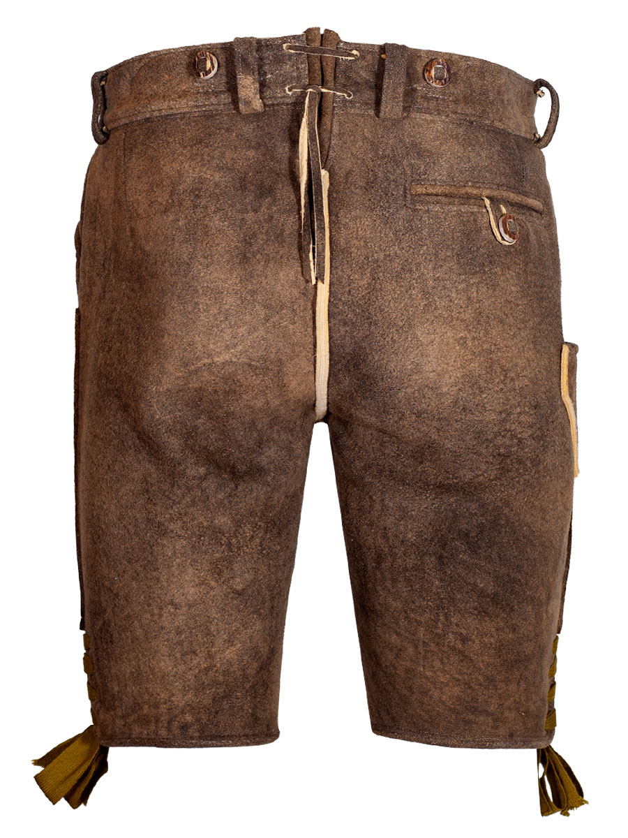Kurze Lederhose Leogang, Hirsch sämisch, akazie, Blattstickerei, hochwertig #5