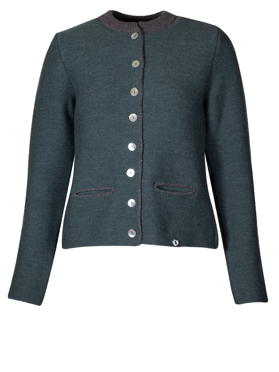 Huber Strickjacke Odina, petrol mit grauem Kragen #1