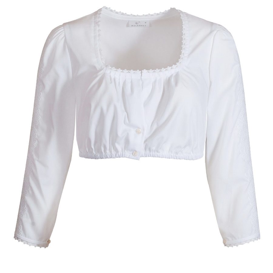 Waldorff Dirndlbluse weiß, festlich, 3/4-Arm, Spitzenborte #1