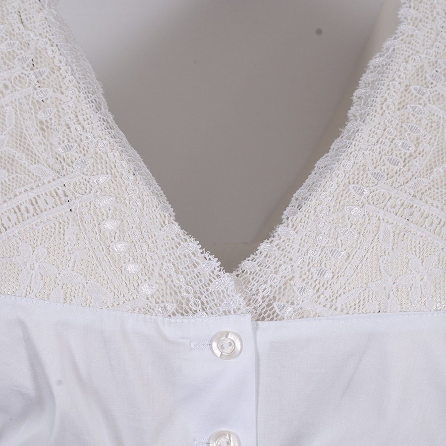Wenger Anette Dirndlbluse, Kurzarm, weiß, V- Ausschnitt, Spitze #3