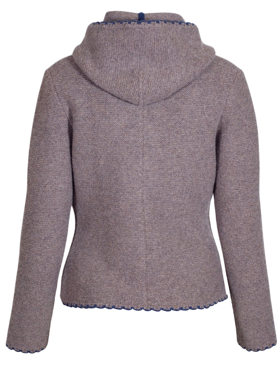 Astrifa Lemberg Strickjacke, Kapuze, schlamm, blaue Einfassung #4