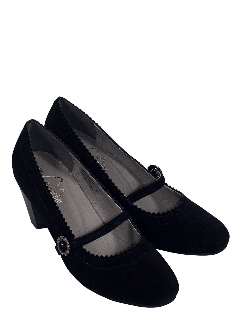 Esgano Schuhe, Trachtenpumps, schwarz, Wildleder, mit Schnalle #1