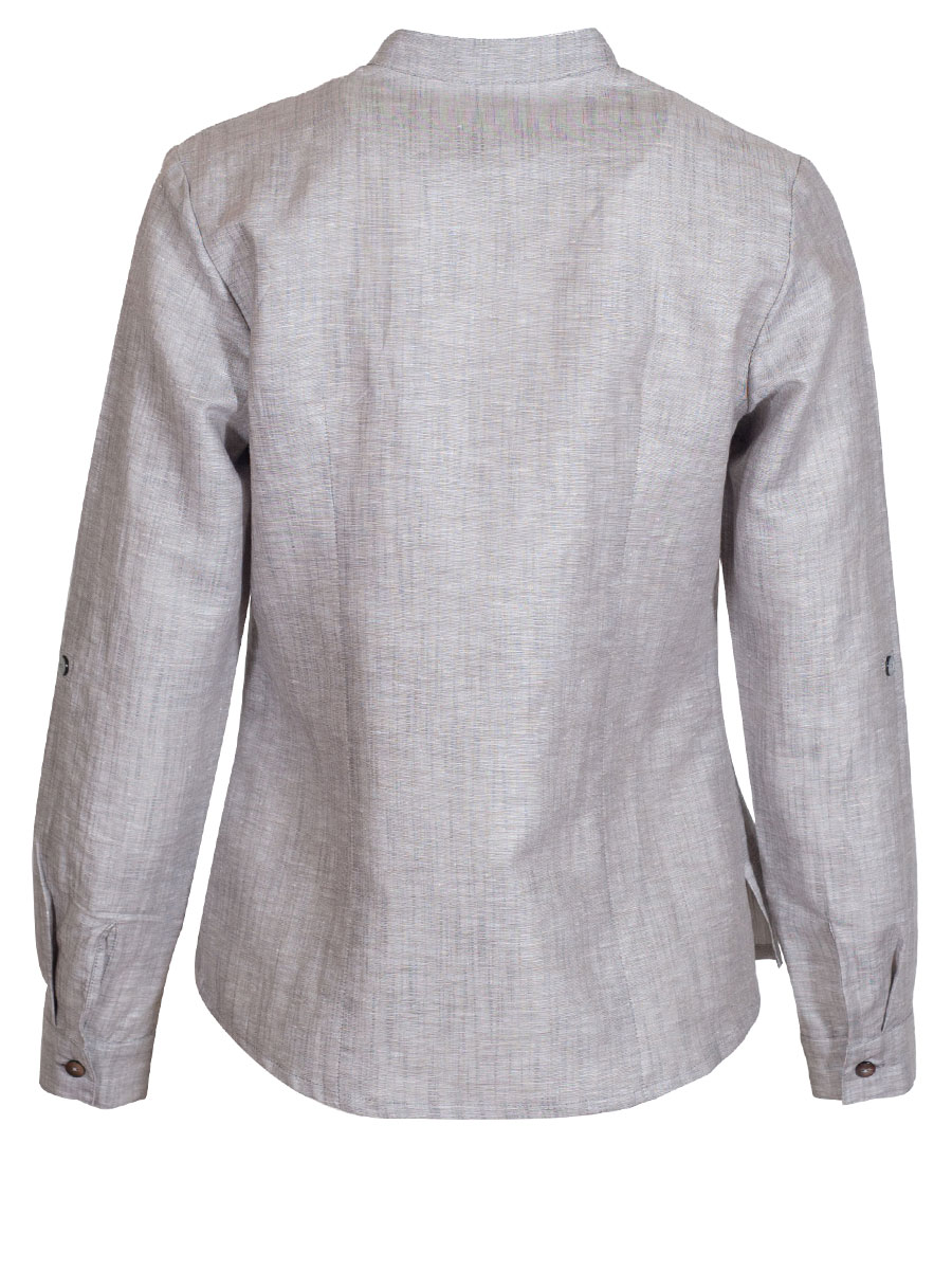 Waldorff Damenbluse hellgrau-oliv meliert, Langarm, Pfoad #2