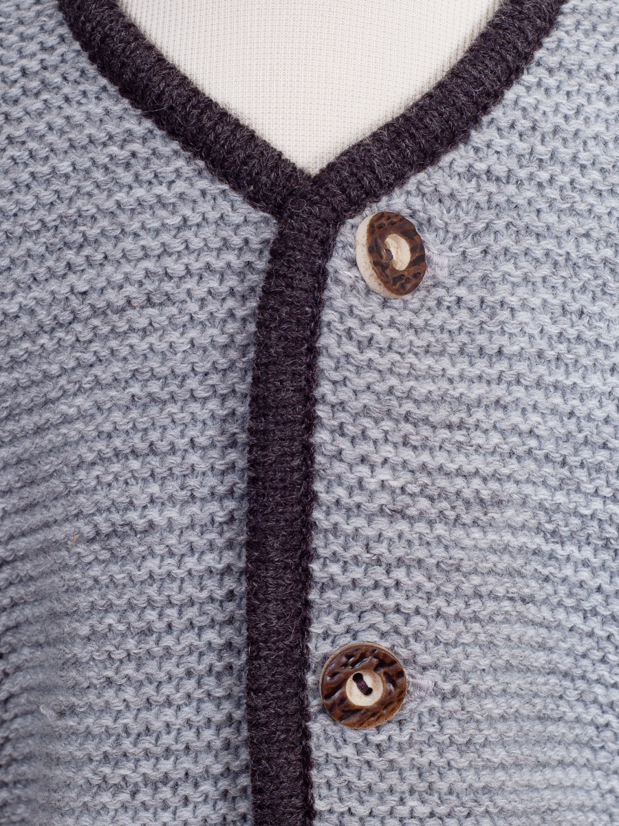 Ederer Kinderstrickjacke, Buben, hellgrau, dunkelgraue Einfassung #4