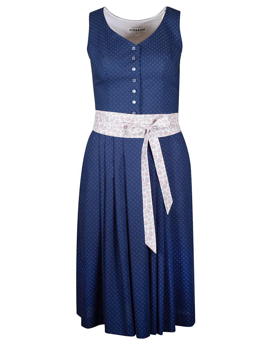 Hiebaum Trägerkleid blau, weiß geblümt, Bindegürtel #1