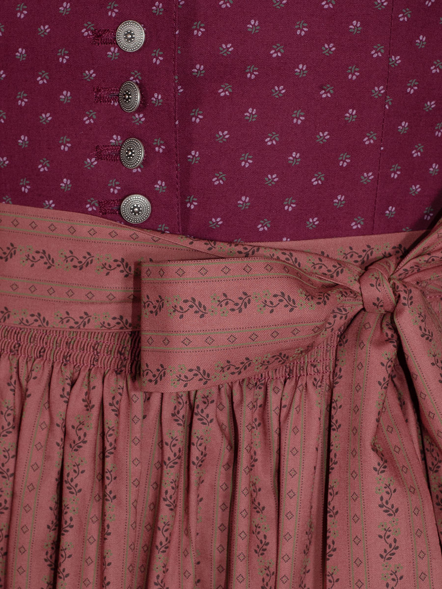 Wenger Baumwolldirndl Odine, weinrot, hochgeschlossen, 80cm #7