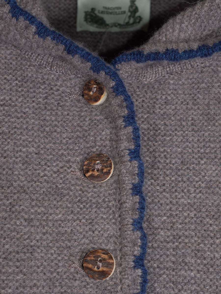 Astrifa Lemberg Strickjacke, Kapuze, schlamm, blaue Einfassung #7