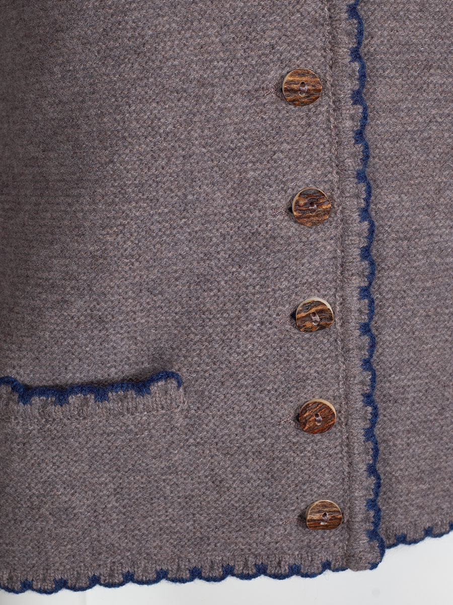 Astrifa Lemberg Strickjacke, Kapuze, schlamm, blaue Einfassung #6