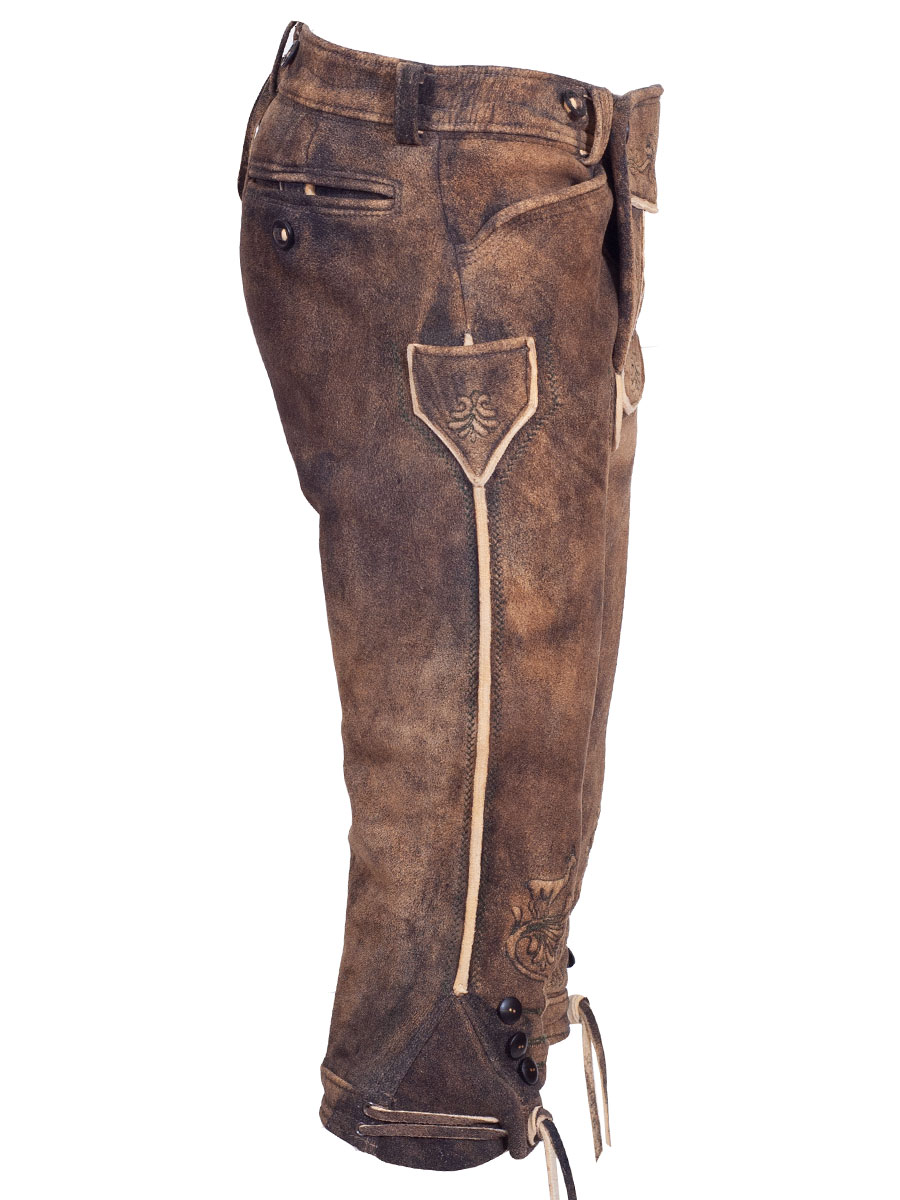 hausg´macht Hochwertige Lederbundhose Wallgau, Hirsch, sämisch, eibe #2