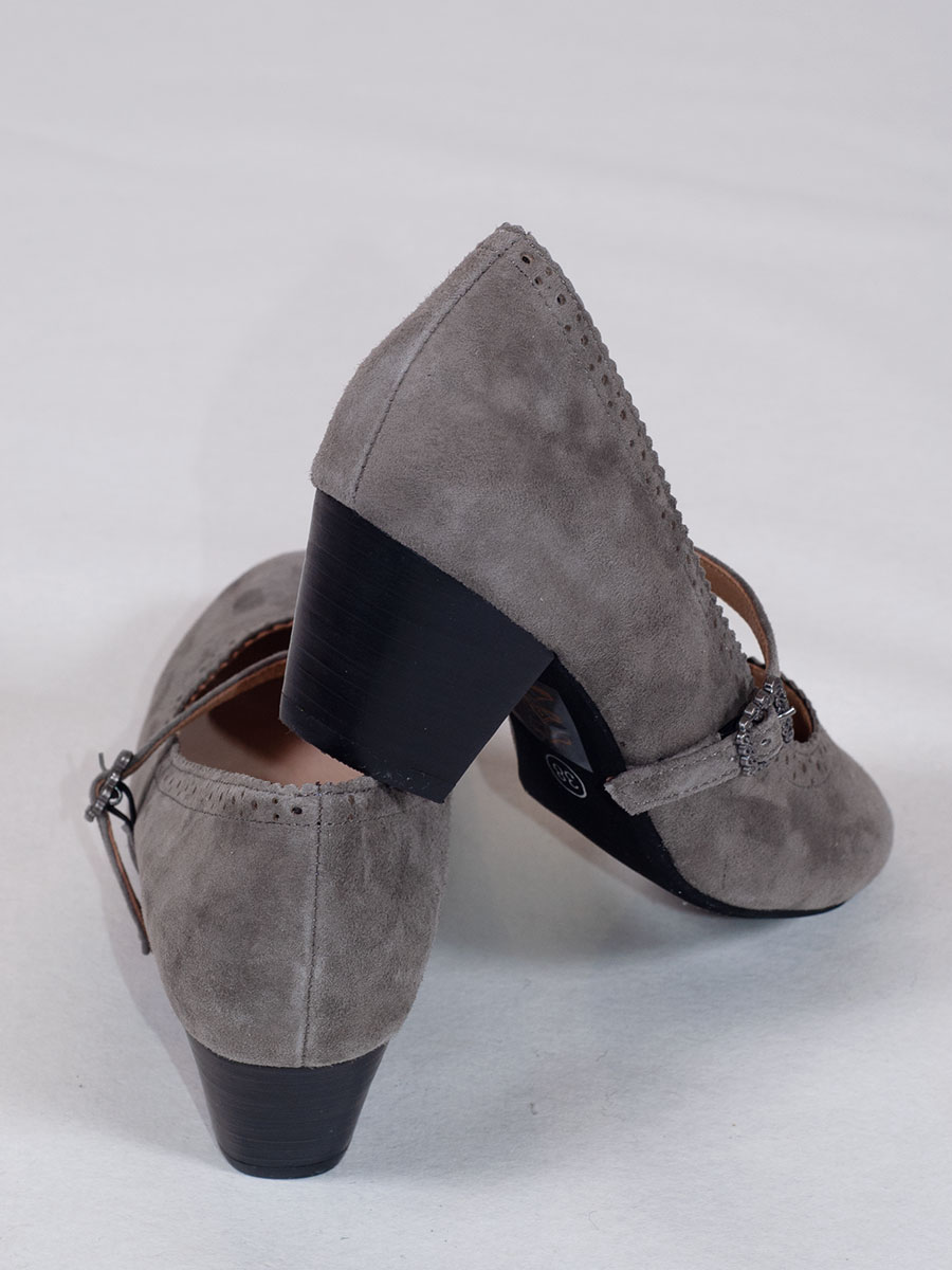 Hirschkogel Schuhe, Trachtenpumps, anthrazit, Wildleder, mit Schnalle #4