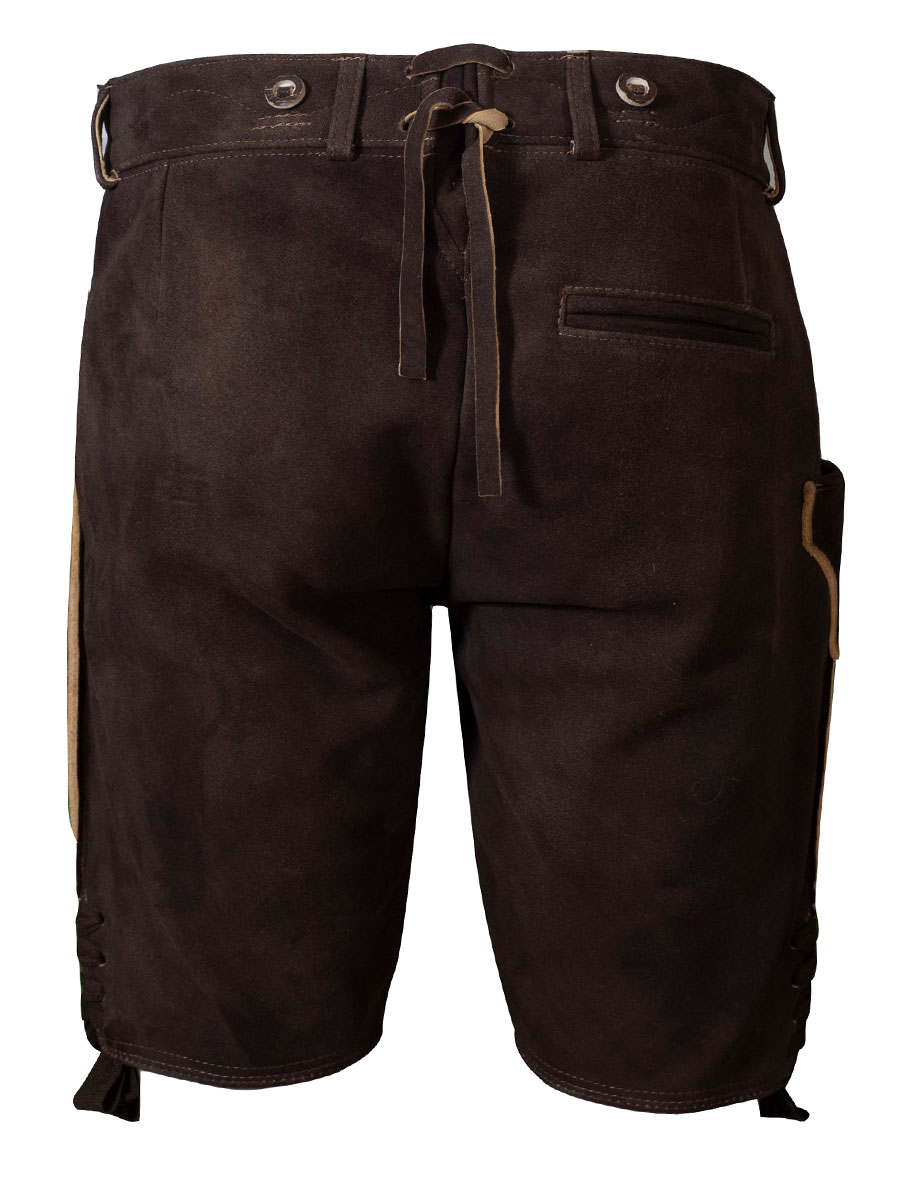 Weinbauer Kurze Lederhose Ludwig, Ziegenvelour, ahorn, olivfarbener Stick #3