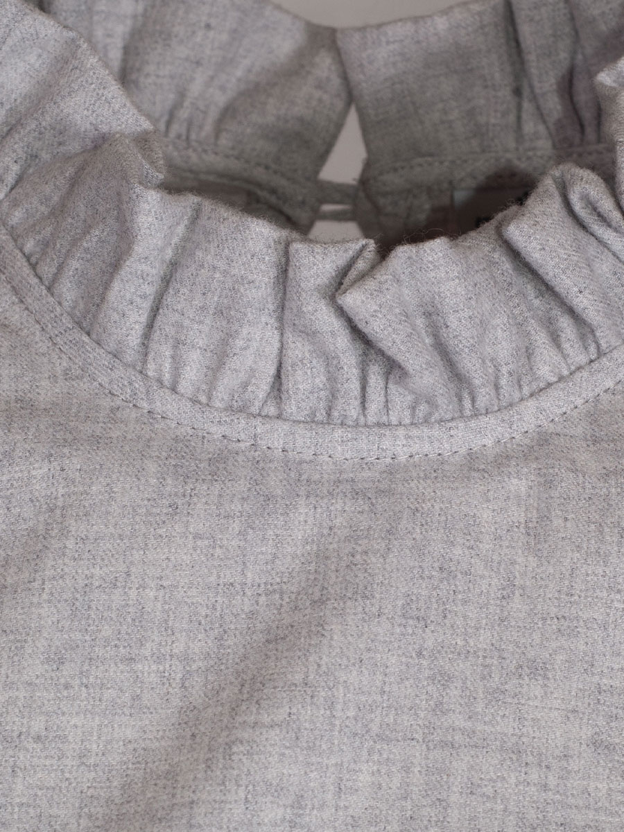 Hammerschmid Flanellbluse Hannelore, hellgrau, hochgeschlossen, Rüschenkragen #4