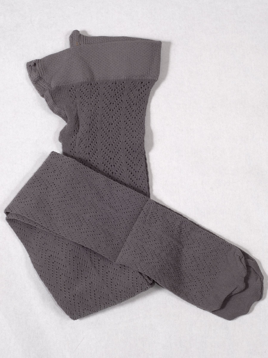 Lusana Damen-Strumpfhose mittelgrau, Netzstrumpfhose mit Ajourmuster #4