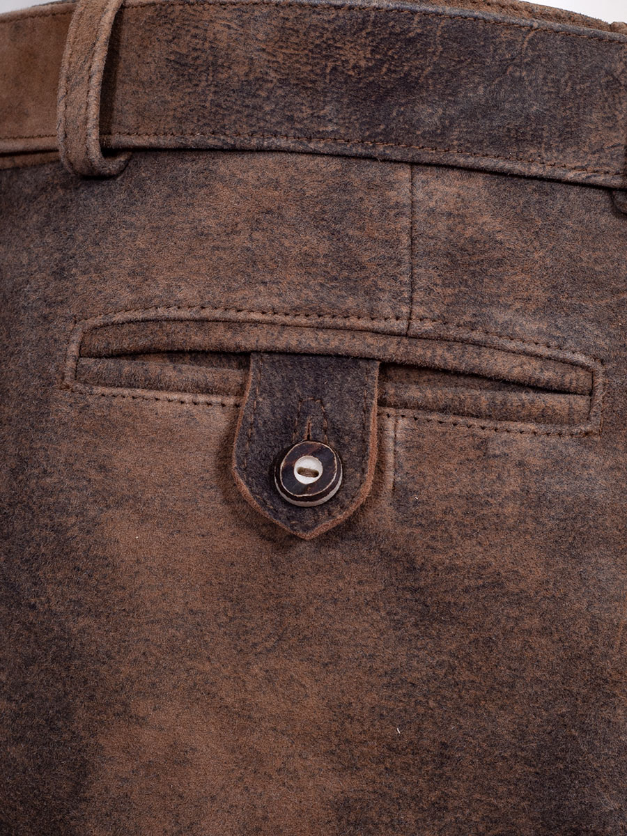 Schloß Orth kurze Lederhose Pilsach, rinde used, Wildbock, mit Gürtel #6