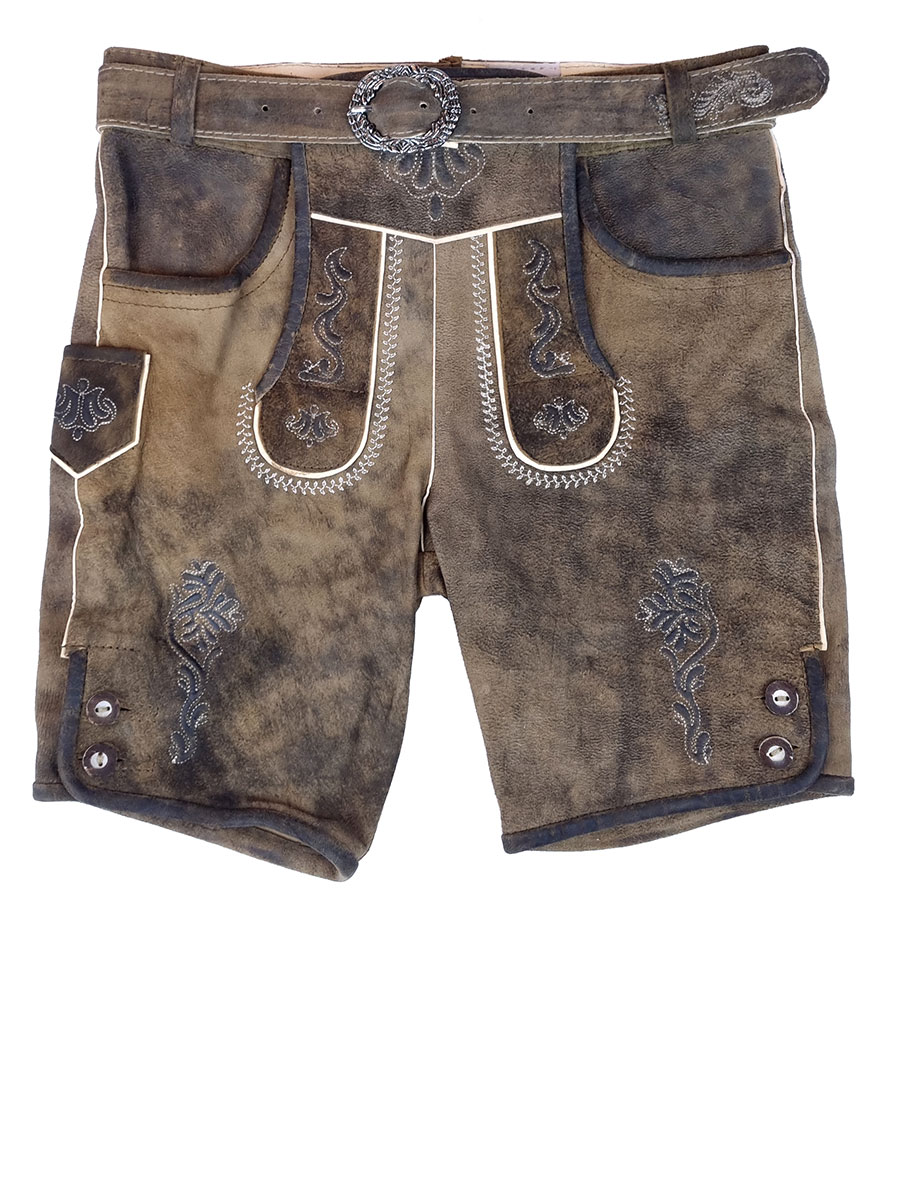 Isar Trachten kurze Lederhose, eiche, Burschen #1