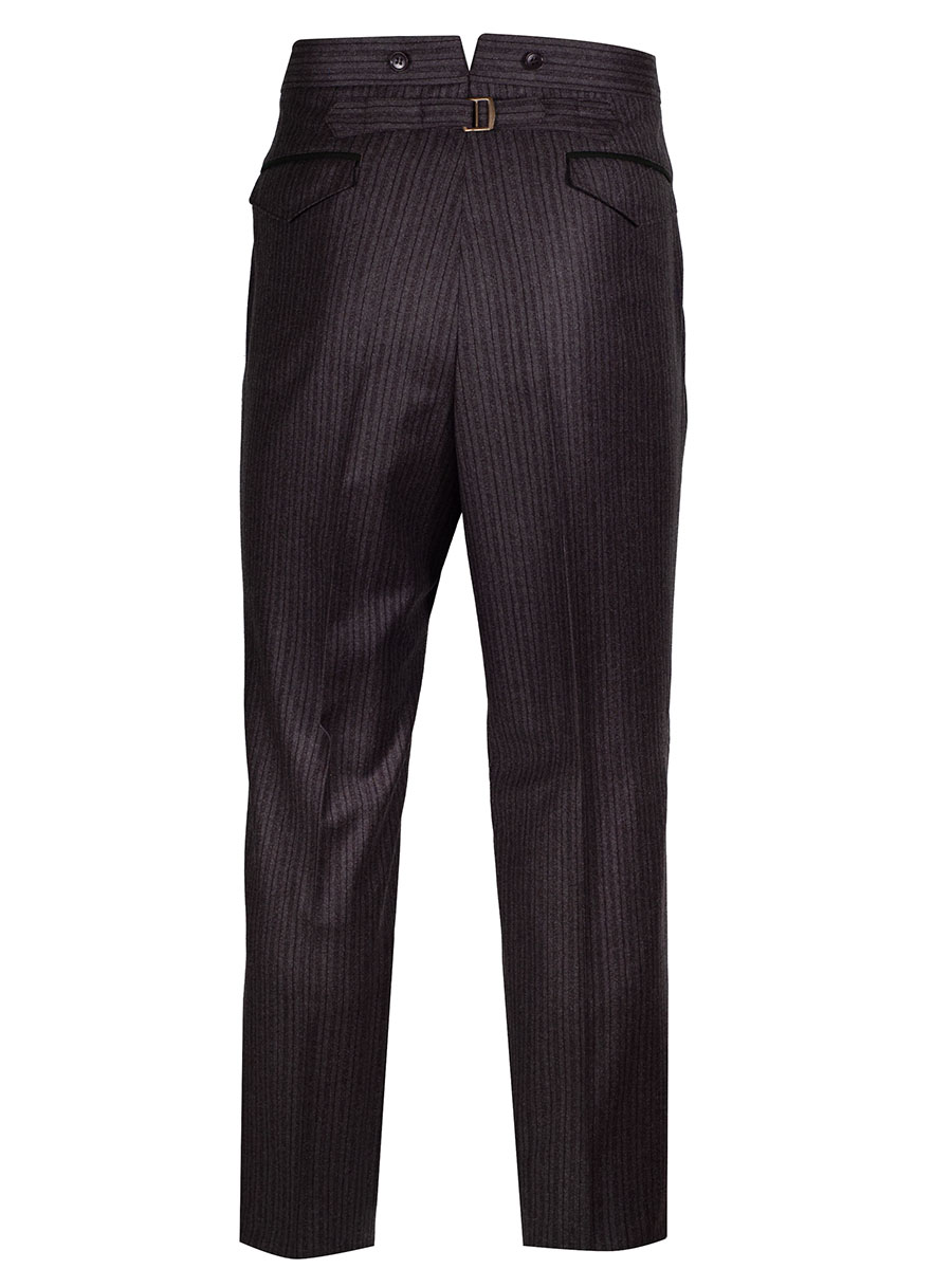Viererspitz Stresemannhose Jakob, grau-braun, seitlich grünes Paspol #4