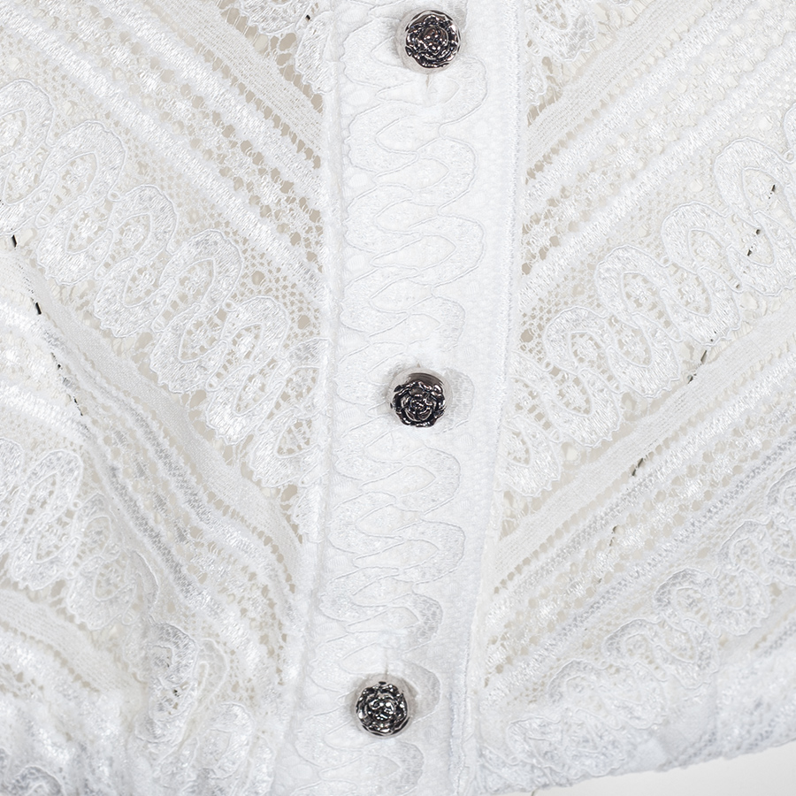 Anno Domini Design Dirndlbluse Agi, ecrue, Spitze, hochgeschlossen #4
