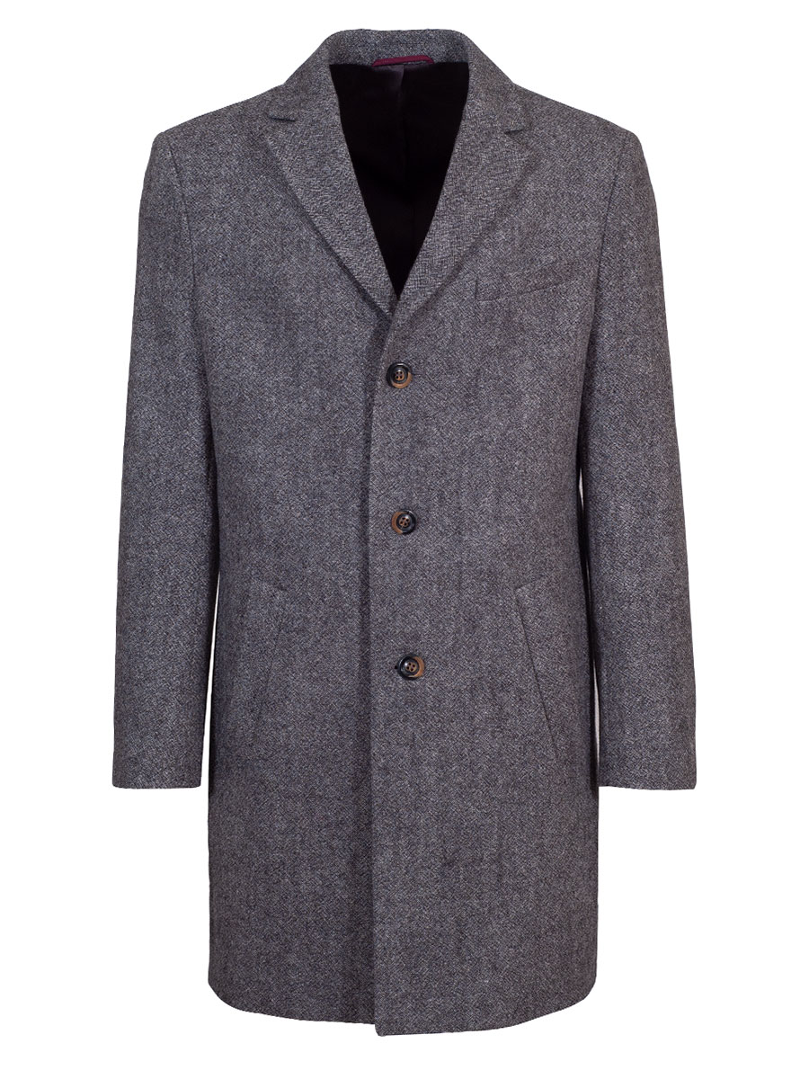 Herrenmantel Constantin grau meliert, Loden, Revers #1