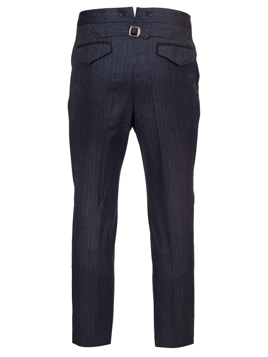Viererspitz Stresemannhose Jakob, dunkelgrau, fein gestreift, seitlich grünes Paspol #3