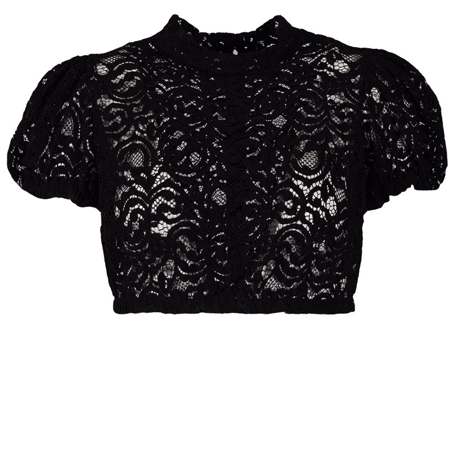 KINGA MATHE Dirndlbluse Pina, schwarz, semi-transparent, Puffarm #1