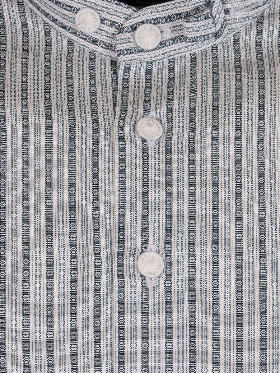 Arzberger Herrenhemd, grün gestreift, Stehkragen, Pfoad, Slim Line #2