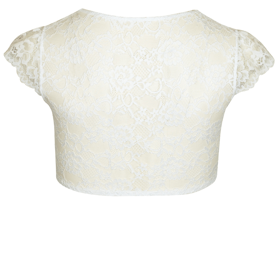 Susa Dirndlbluse ecrue, Spitze, Flügelarme, V-Ausschnitt #2