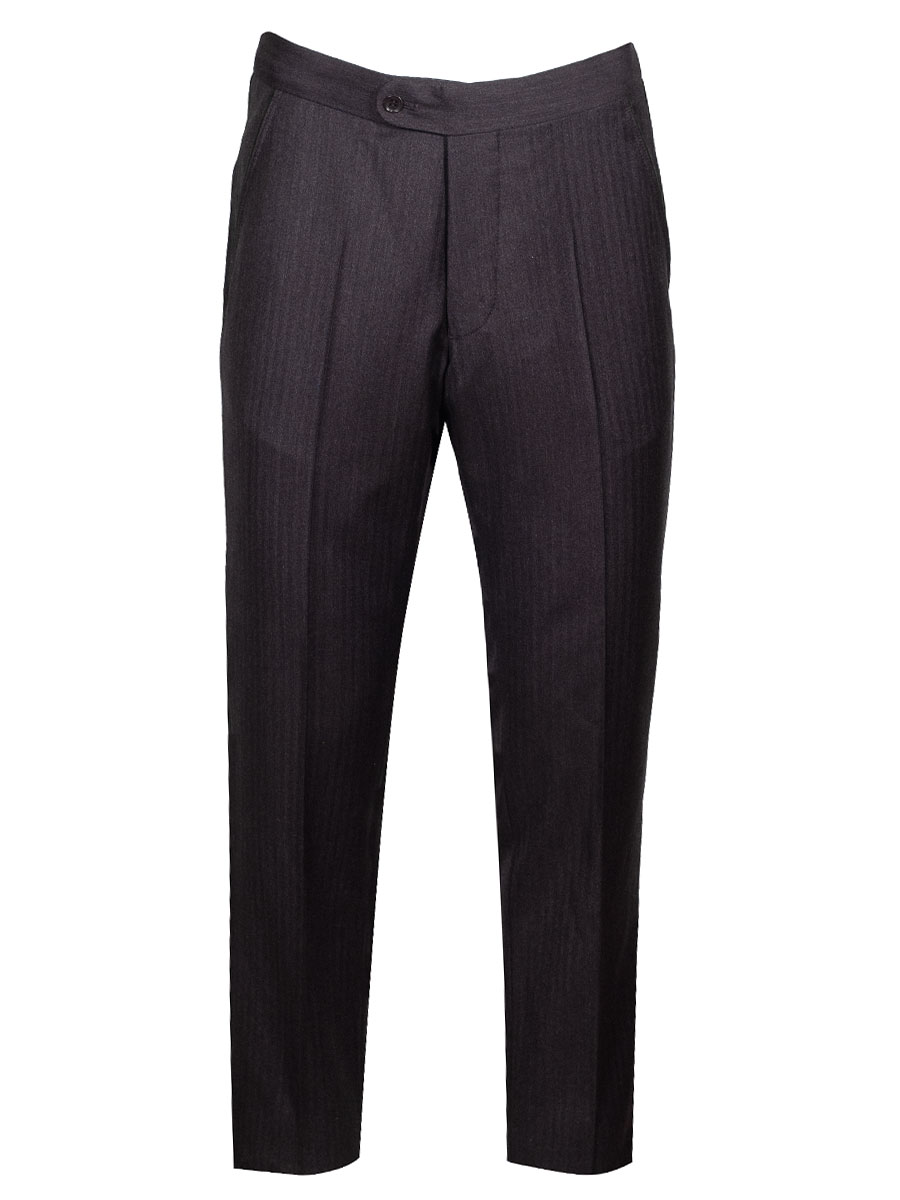 Viererspitz Herrenhose Jakob, dunkelgrau, seitlich grünes Paspol, Fischgrat #1