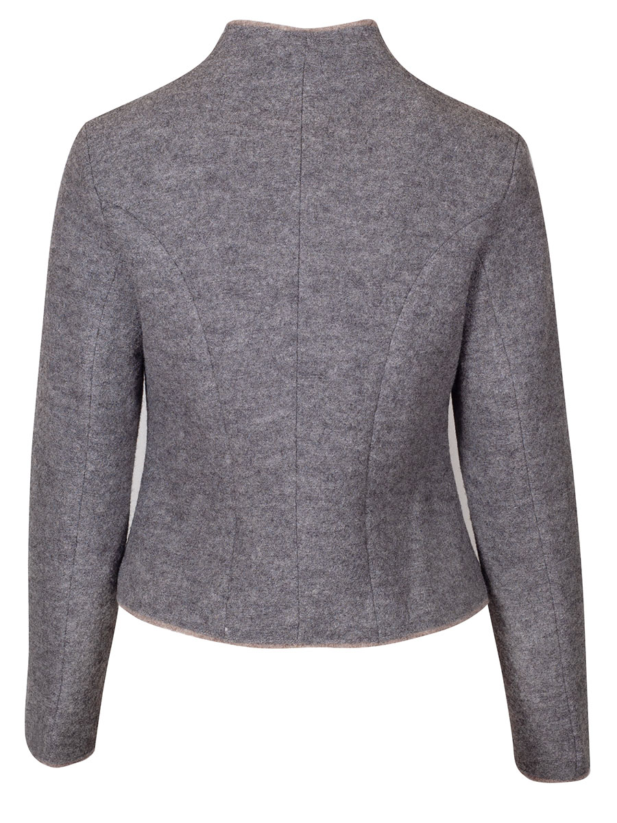 Kaiseralm Walkjacke Wendy, grau, beige Einfassung, Kelchkragen #2